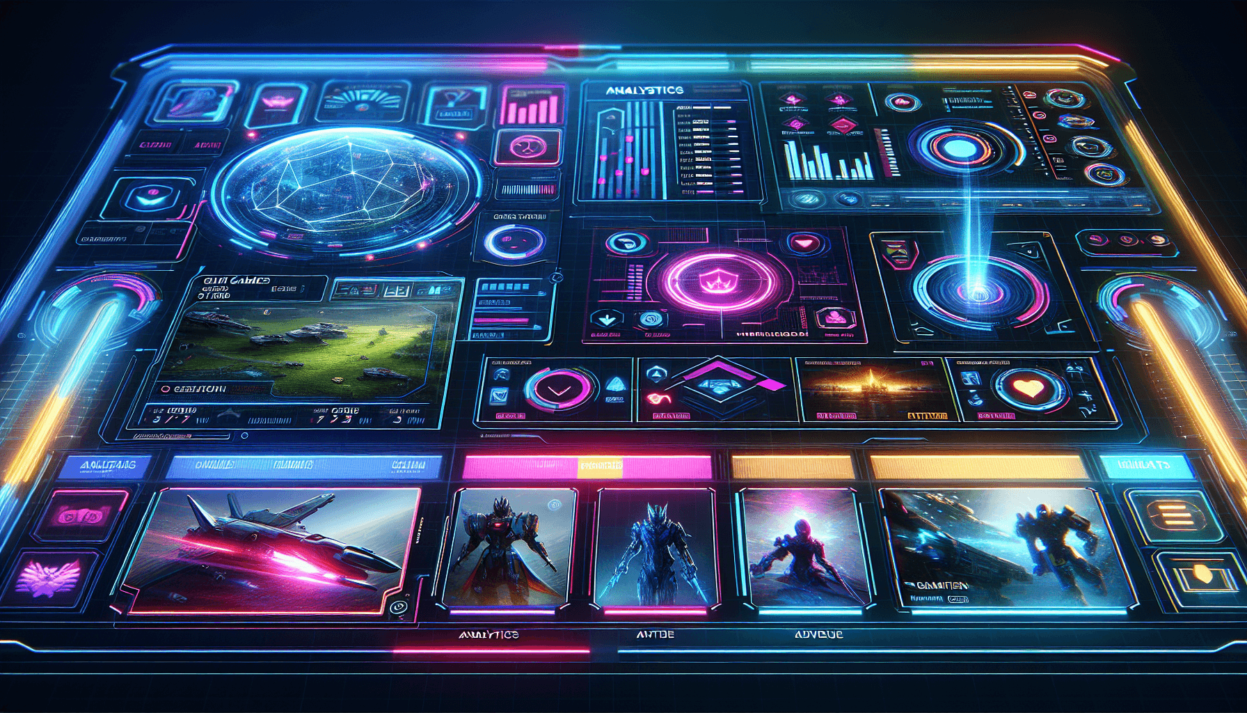 Interface utilisateur futuriste pour applications de jeu